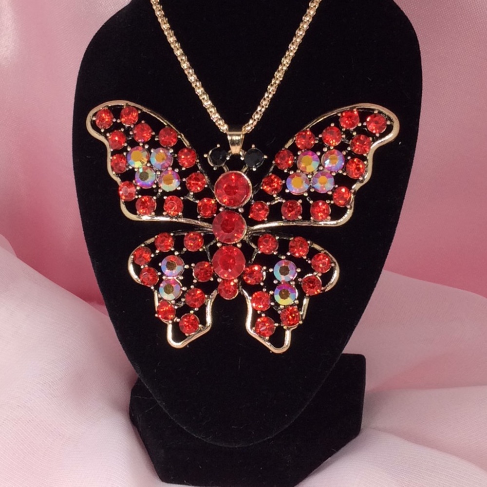 Butterfly Necklace with Red Sapphire
